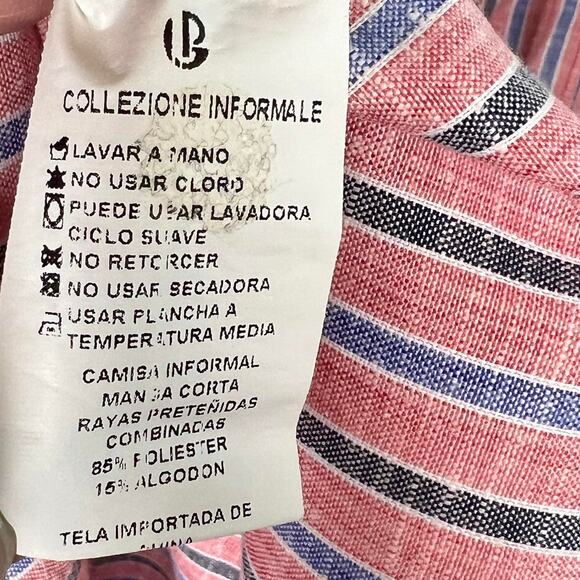 Collezione Casual Button Down Shirt Mens Size Large Pink Blue Stripes Dadcore - Picture 5 of 6